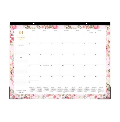 2027 Blue Sky Sincerely Jules 17 x 22 Monthly Desk Calendar, Pink (164256)