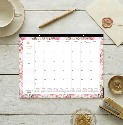 2027 Blue Sky Sincerely Jules 17" x 22" Monthly Desk Calendar, Pink (164256)