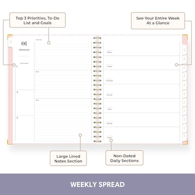 Blue Sky Sincerely Jules 8.5 x 11 Weekly & Monthly Planner, Pink/White (164241)