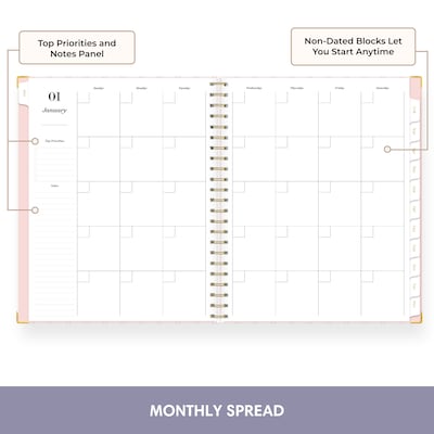 Blue Sky Sincerely Jules 8.5" x 11" Weekly & Monthly Planner, Pink/White (164241)