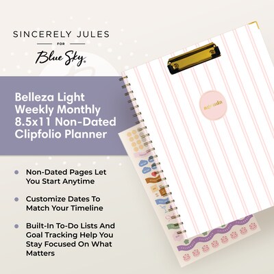 Blue Sky Sincerely Jules 8.5" x 11" Weekly & Monthly Planner, Pink/White (164241)