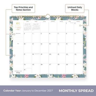 2027 Blue Sky 12" x 15" Monthly Wall Calendar (162399)