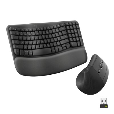 Logitech Ergo Series Wave Keys & Lift Combo Wireless Keyboard and Optical Mouse Combo, Graphite (920-013612)