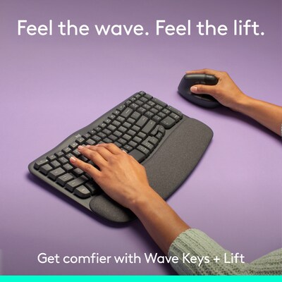 Logitech Ergo Series Wave Keys & Lift Combo Wireless Keyboard and Optical Mouse Combo, Graphite (920-013612)