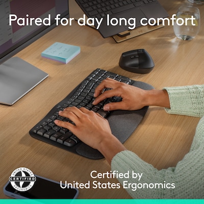 Logitech Ergo Series Wave Keys & Lift Combo Wireless Keyboard and Optical Mouse Combo, Graphite (920-013612)