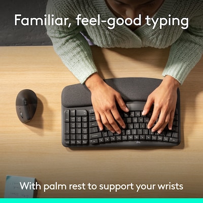 Logitech Ergo Series Wave Keys & Lift Combo Wireless Keyboard and Optical Mouse Combo, Graphite (920-013612)
