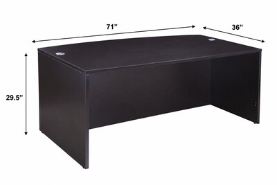 Boss Office Products 71 Bow Front Desk Shell, Mocha (N189-MOC)