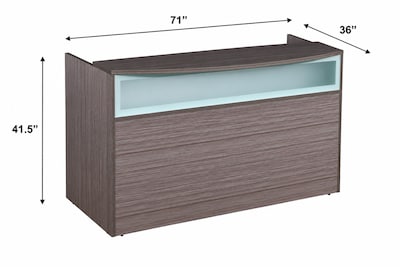 Boss Office Products 71" Reception Desk with Frosted Glass, Frosted Glass (N369G-DW)