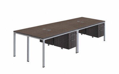 Boss Office Products Simple System 60 Quad Desks with Four Pedestals, Driftwood (SGSD016-101)
