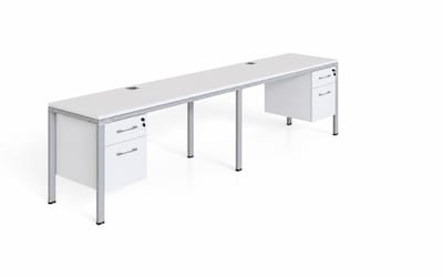 Boss Office Products Simple System 48 Side-by-Side Double Desks with Two Pedestals, White (SGSD006-110-WT)