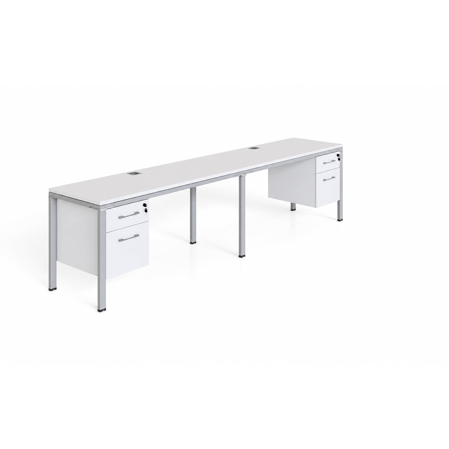 Boss Office Products Simple System 48 Side-by-Side Double Desks with Two Pedestals, White (SGSD006-110-WT)