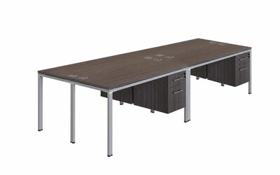 Boss Office Products Simple System 66 Quad Desks with Four Pedestals, Driftwood (SGSD016-202)