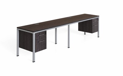 Boss Office Products Simple System 60 Side-by-Side Double Desks with Two Pedestals, Driftwood (SGSD006-101)