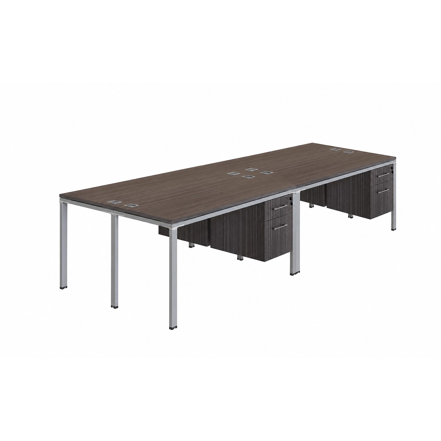 Boss Office Products Simple System 71 Quad Desks with Four Pedestals, Driftwood (SGSD016-203)