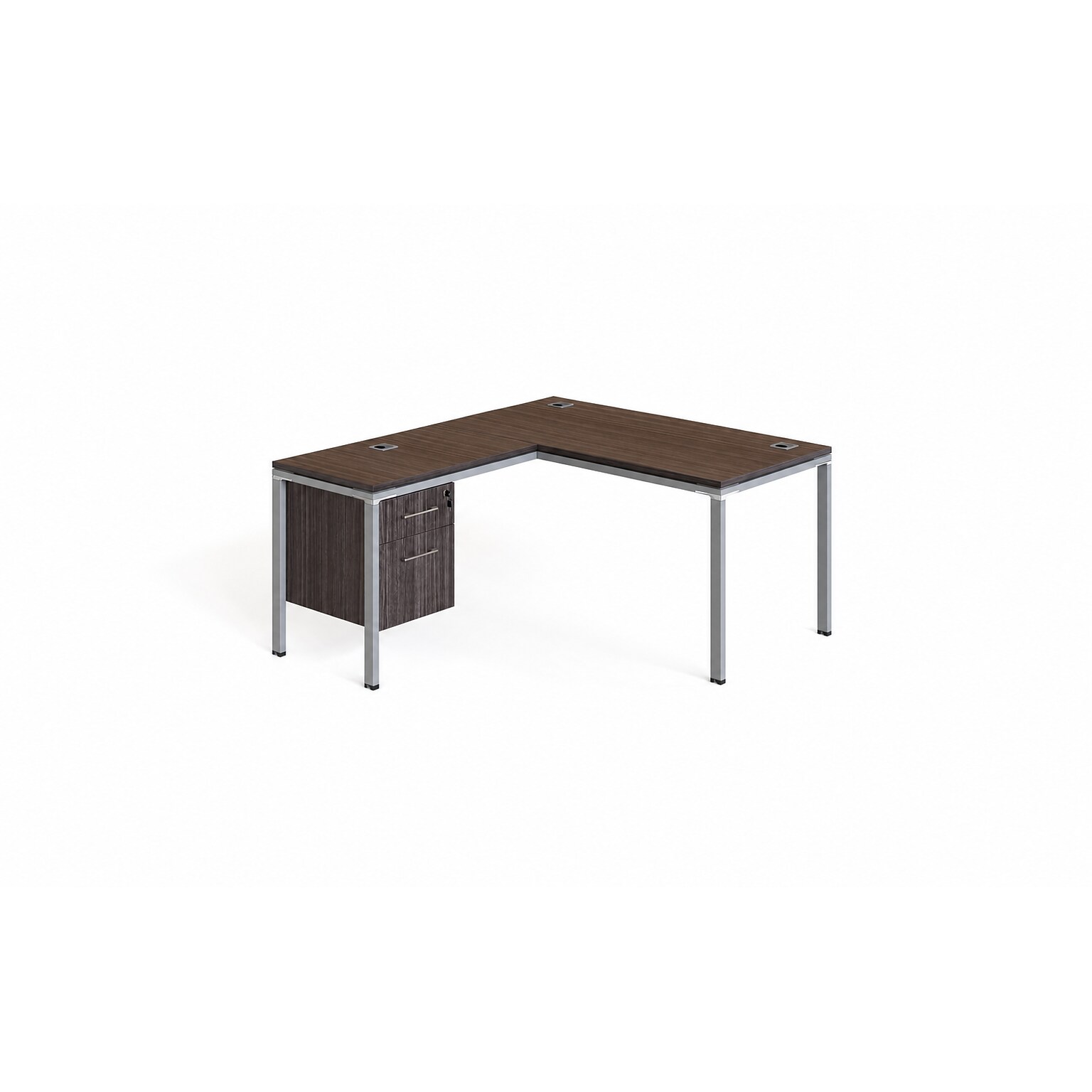 Boss Office Products Simple System 66 L-Shaped Desk with Return and Pedestal, Driftwood (SGSD029-202)