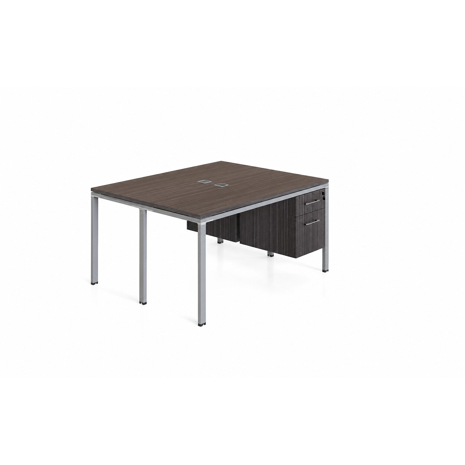 Boss Office Products Simple System 48W Desk with Pedestal, Driftwood, 2/Set (SGSD014-110)