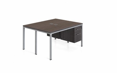 Boss Office Products Simple System 66 Face-to-Face Double Desks with Two Pedestals, Driftwood (SGSD014-102)