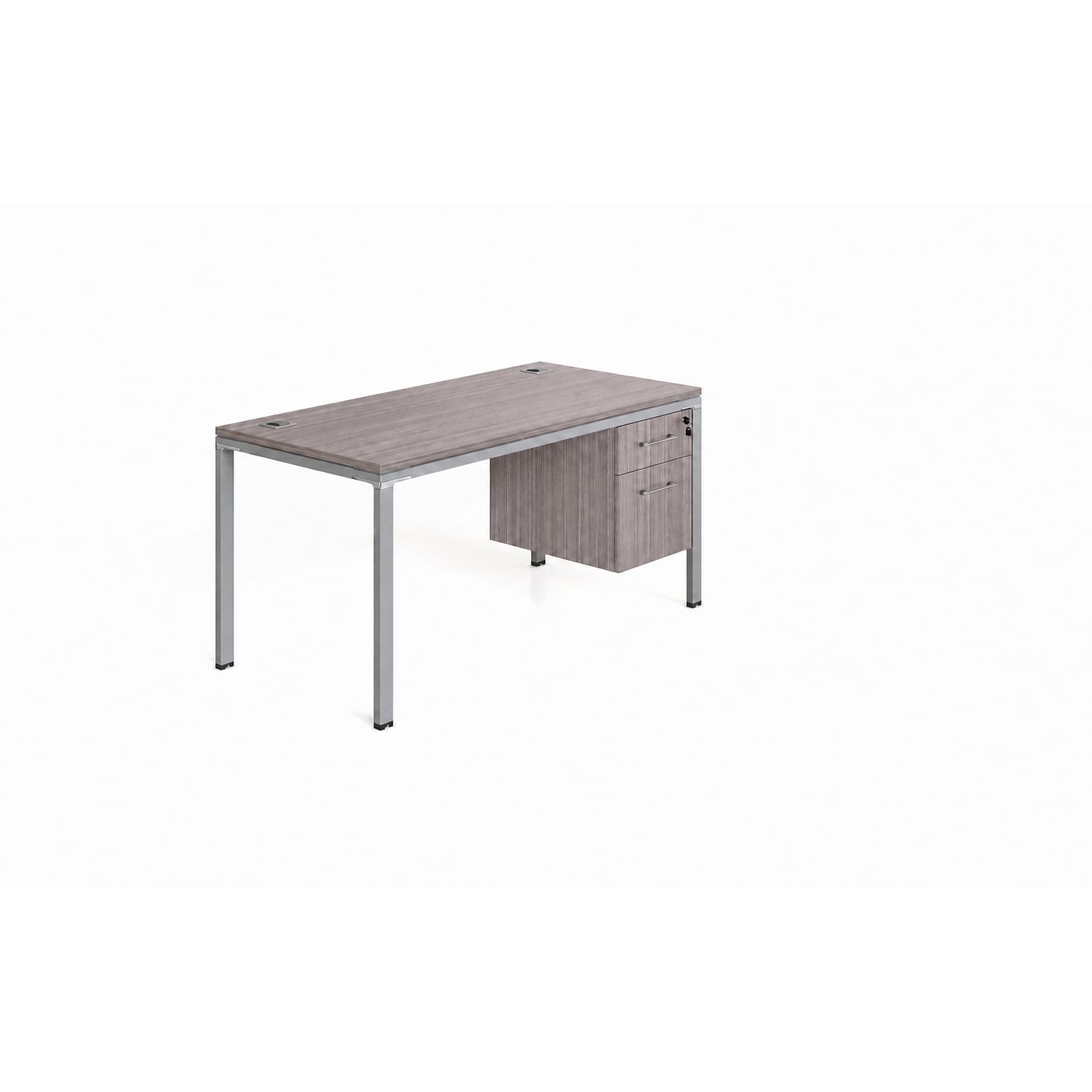 Boss Office Products Simple System 60 Office Desk with Pedestal, Driftwood (SGSD002-201)