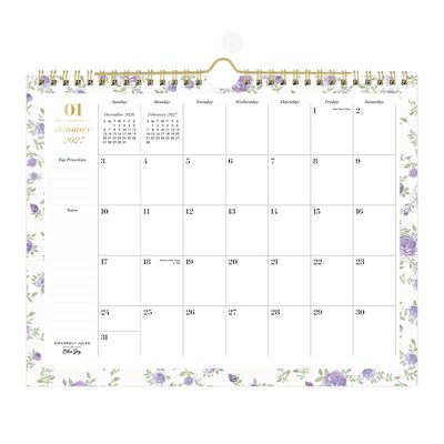2027 Blue Sky Sincerely Jules 11 x 8.75 Monthly Wall Calendar, White/Purple (164257)