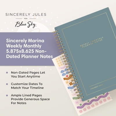 Blue Sky Sincerely Jules 5.875" x 8.625" Weekly & Monthly Planner, Marina (162418)