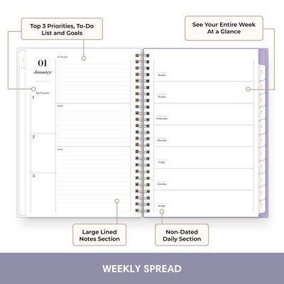 Blue Sky Sincerely Jules 5.875 x 8.625 Weekly & Monthly Planner, Purple (162420)
