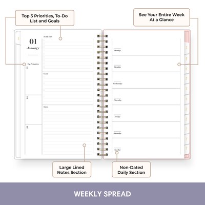 2027 Blue Sky Sincerely Jules 5 x 8 Weekly & Monthly Planner, Pink/White (164240)