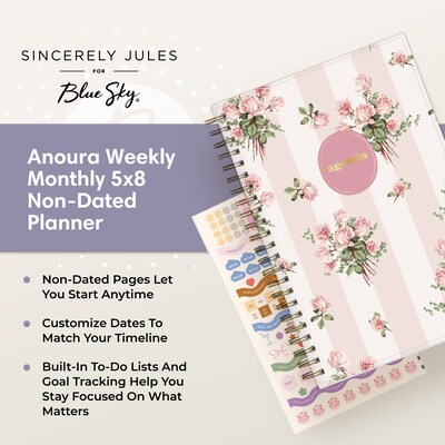 2027 Blue Sky Sincerely Jules 5" x 8" Weekly & Monthly Planner, Pink/White (164240)