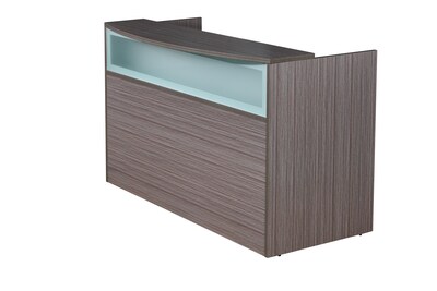 Boss Office Products 71" Frosted Reception Desk with Reversible Return & B/B/F Pedestal, Driftwood (GROUPB-DW2)