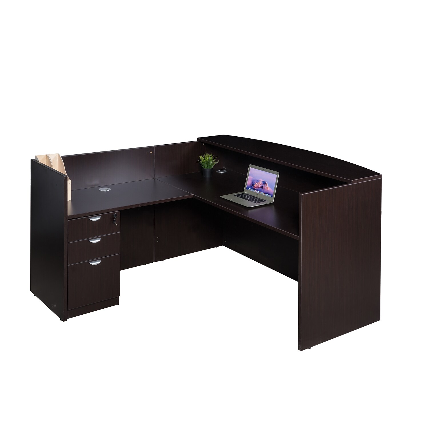 Boss 71 Reception Desk, Return and Pedestal, Mocha (GROUPB-MOC)