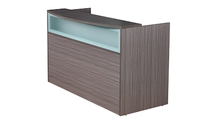 Boss Office Products 71" Frosted Reception Desk with Reversible Return, Driftwood (GROUPB-DW1)