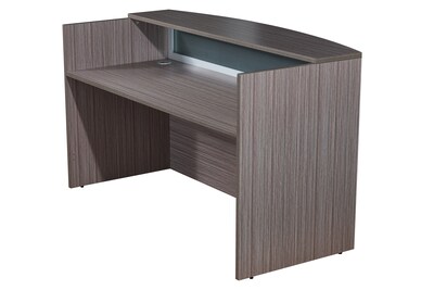 Boss Office Products 71" Frosted Reception Desk with Reversible Return, Driftwood (GROUPB-DW1)