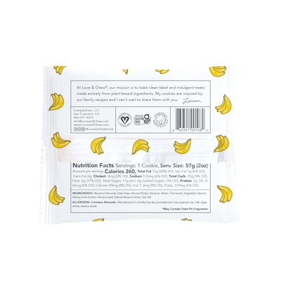 Love + Chew Gluten Free Banana Bread Cookies, 2 oz, 12/Pack (CSL80728)