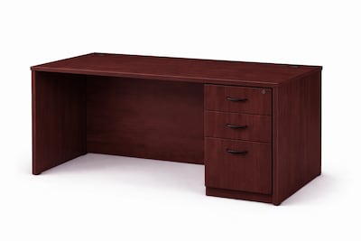 Boss 71 Desk with Box/Box/File Pedestal, Mahogany (GROUPA27-M)