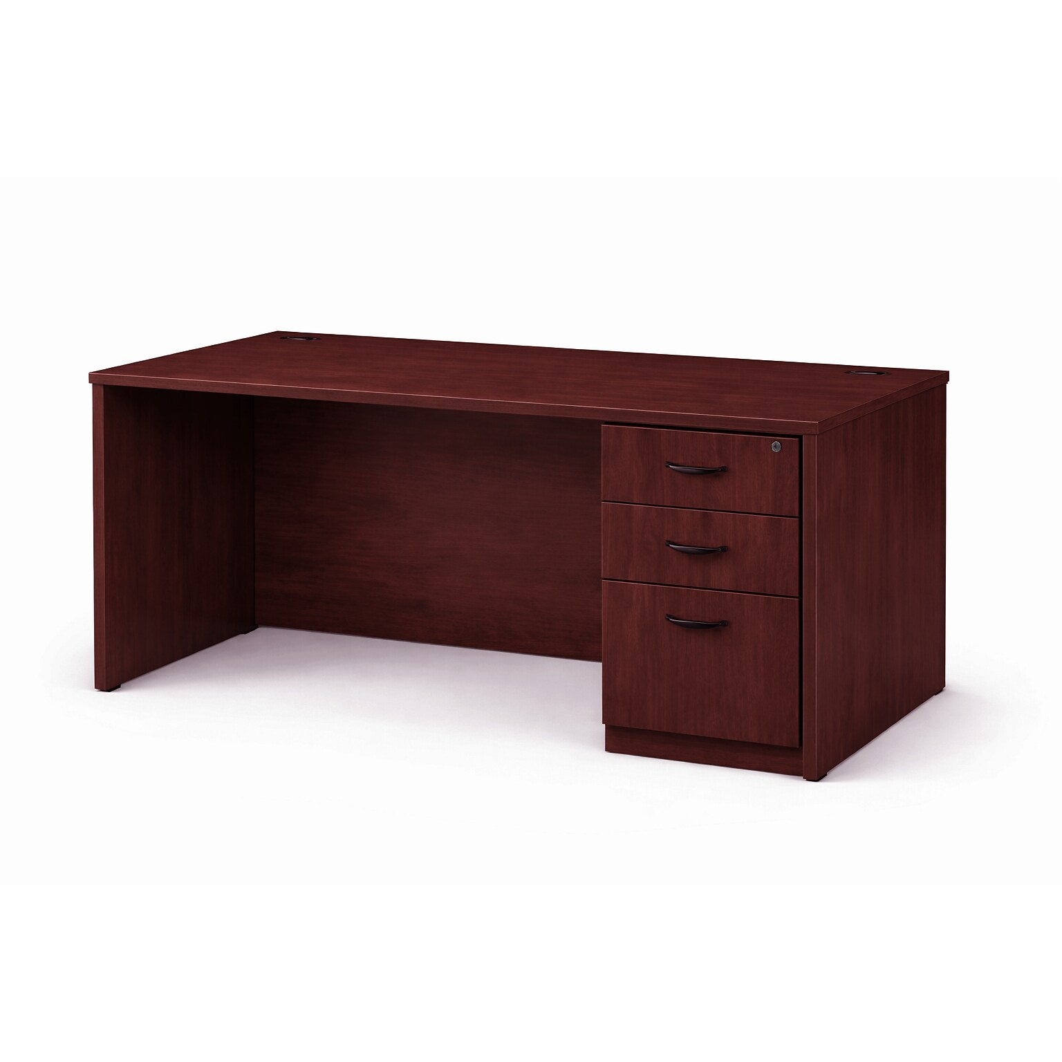 Boss 71 Desk with Box/Box/File Pedestal, Mahogany (GROUPA27-M)