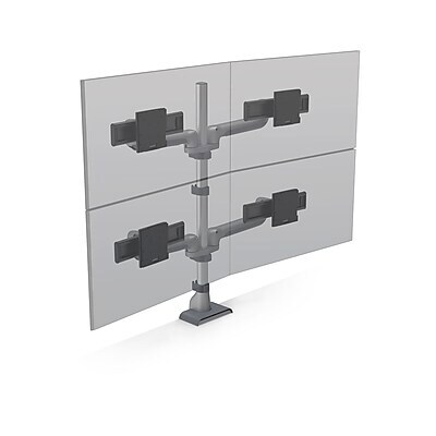 HAT Design Works E5 Two Over Two Adjustable Dual Arms, Up to 27 Monitor, Silver (E5G-P22S-SLV)