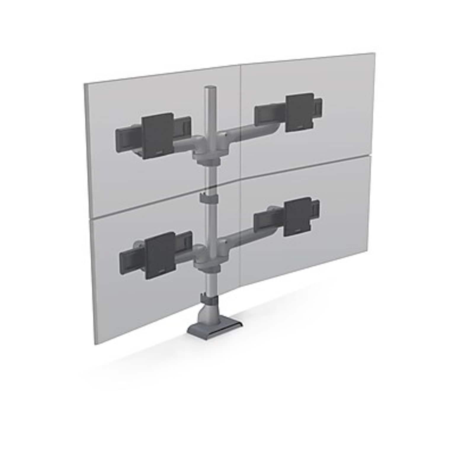 HAT Design Works E5 Two Over Two Adjustable Dual Arms, Up to 27 Monitor, Silver (E5G-P22S-SLV)