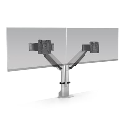 HAT Design E2 – Dual Monitor Arm Silver Finish - Supports 2.2 - 22 lbs. per monitor