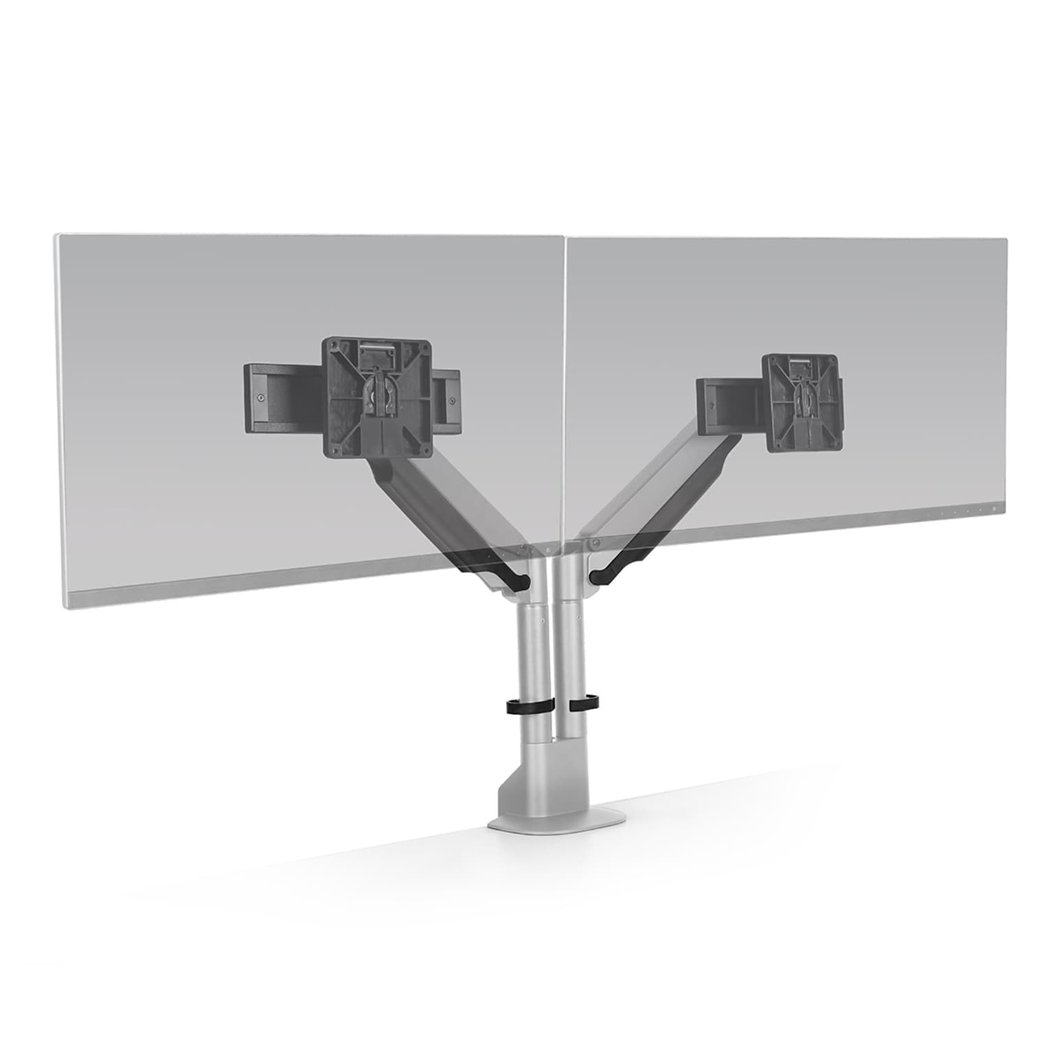 HAT Design E2 – Dual Monitor Arm Silver Finish - Supports 2.2 - 22 lbs. per monitor