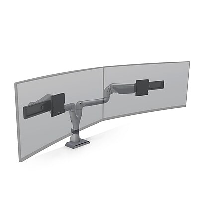 HAT Design Works E5 Adjustable Dual Arms, Up to 43 Monitor, Silver (E5G-D2SD-SLV)