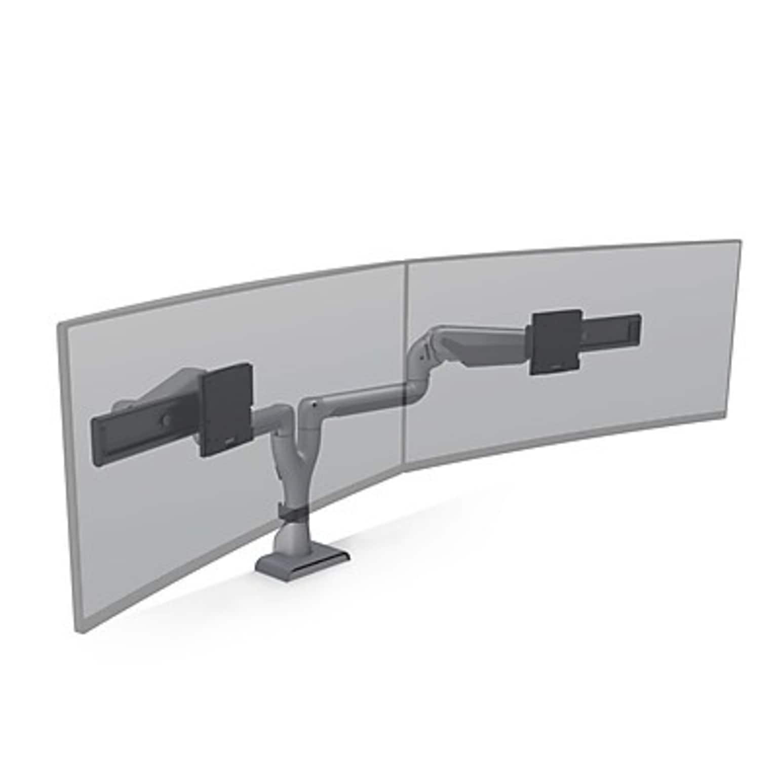 HAT Design Works E5 Adjustable Dual Arms, Up to 43 Monitor, Silver (E5G-D2SD-SLV)