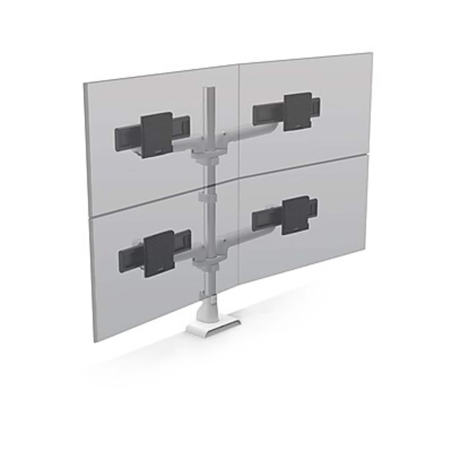 HAT Design Works E5 Two Over Two Adjustable Dual Arms, Up to 27 Monitor, White (E5G-P22S-WHT)