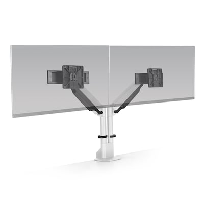 HAT Design Works E2 – Dual Monitor Arm White Finish - Supports 2.2 - 22 lbs. per monitor