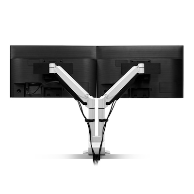 HAT Design Works E2 – Dual Monitor Arm White Finish - Supports 2.2 - 22 lbs. per monitor