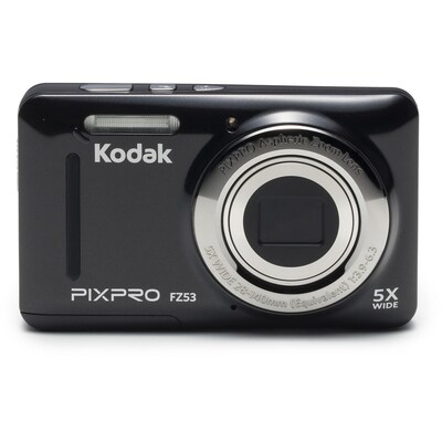 Kodak PIXPRO FZ53 Digital Camera, 16 Megapixels, 5x Optical Zoom, 28mm Wide, 720p HD Video, Black