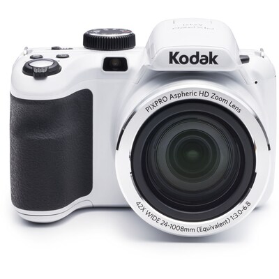Kodak PIXPRO AZ421 Digital Camera, 16 Megapixels, 42x Optical Zoom, 24mm Wide, 720p Full HD Video, White