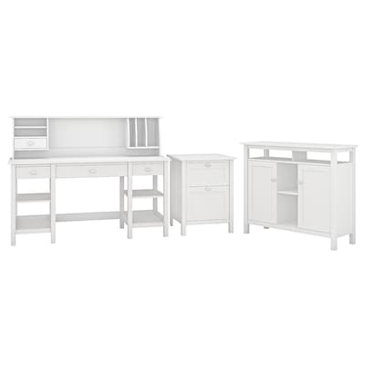 Bush Furniture Broadview 60w Desk With Shelves Hutch Organizer