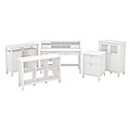 Bush Furniture Broadview Computer Desk with Shelves, Console Table, Bar Cabinet and Storage, Pure White (BD016WH)