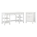 Bush Furniture Broadview 60W Desk with Storage Shelves and 2 Drawer File Cabinet, Pure White (BD011WH)