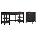 Bush Furniture Broadview 60W Desk with Storage Shelves and 2 Drawer File Cabinet, Espresso Oak (BD011EO)