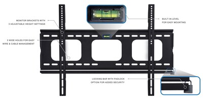 Mount-It! Low-Profile Fixed Flat TV Wall Mount for 32" to 60" TVs (MI-305B)